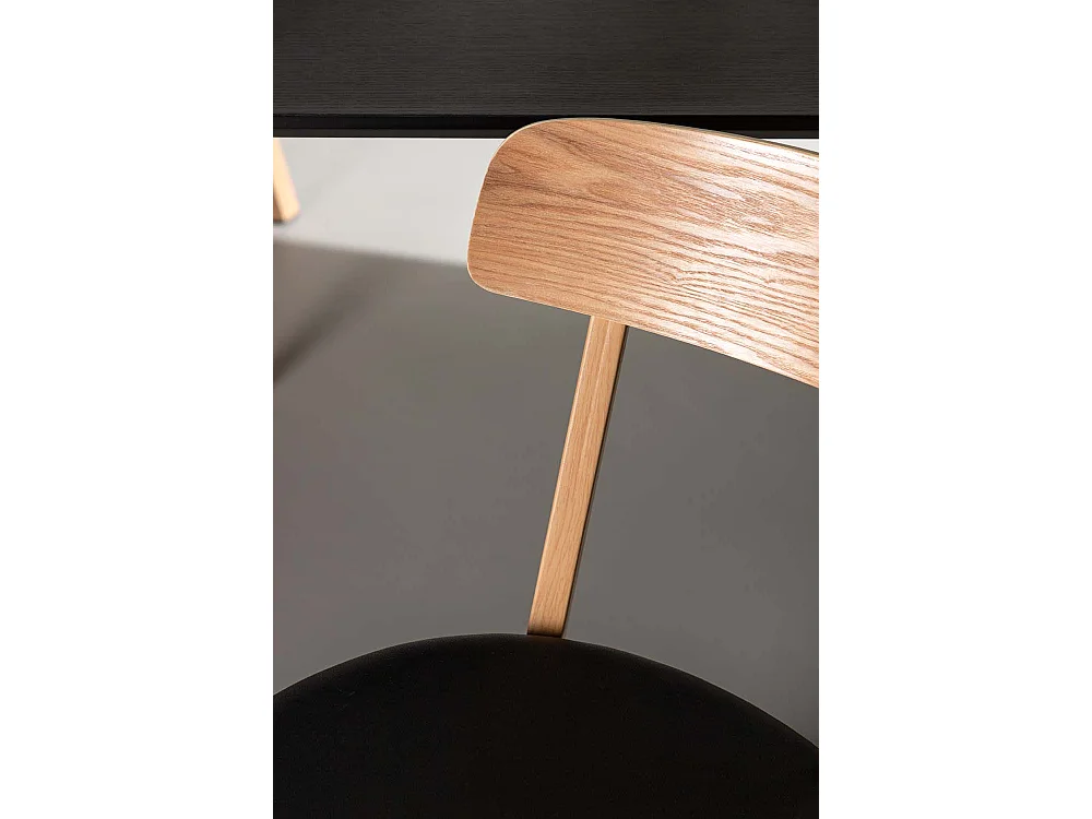 Sanjos chaise de salle à manger Simili cuir PU noir, chêne décor