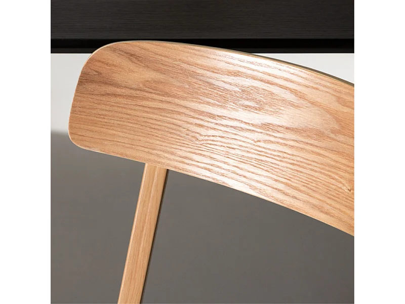 Sanjos chaise de salle à manger Simili cuir PU noir, chêne décor