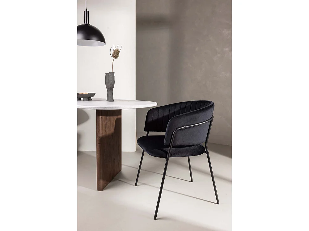 Selma chaise de salle à manger avec accoudoirs velours noir
