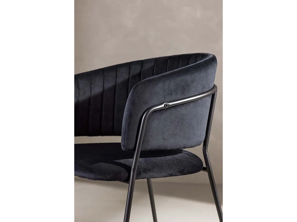 Selma chaise de salle à manger avec accoudoirs velours noir