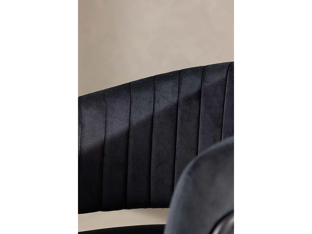 Selma chaise de salle à manger avec accoudoirs velours noir