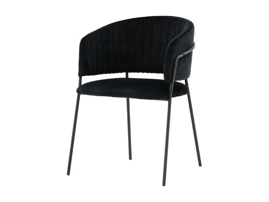 Selma chaise de salle à manger avec accoudoirs velours noir