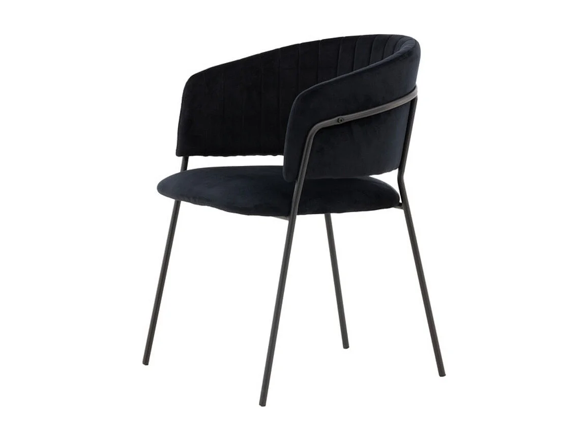Selma chaise de salle à manger avec accoudoirs velours noir