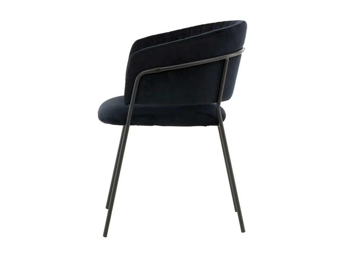 Selma chaise de salle à manger avec accoudoirs velours noir