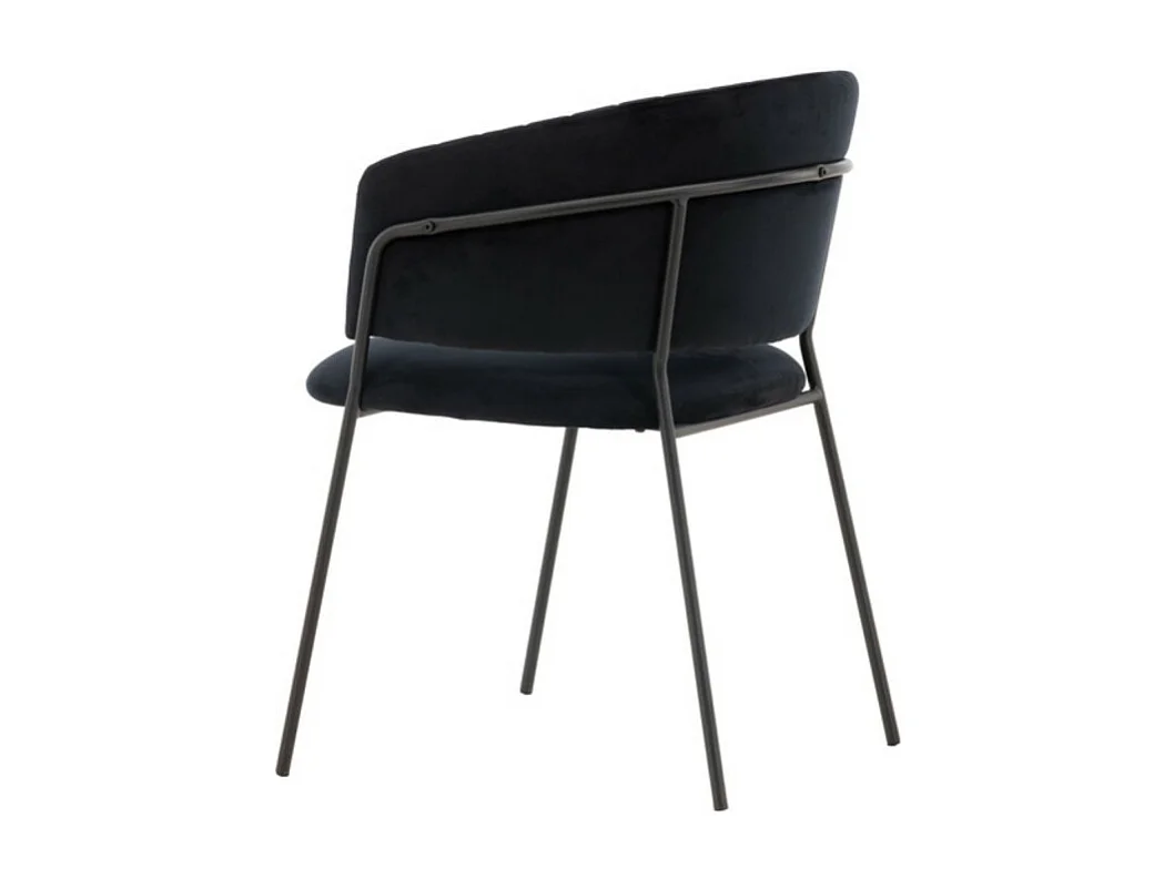 Selma chaise de salle à manger avec accoudoirs velours noir