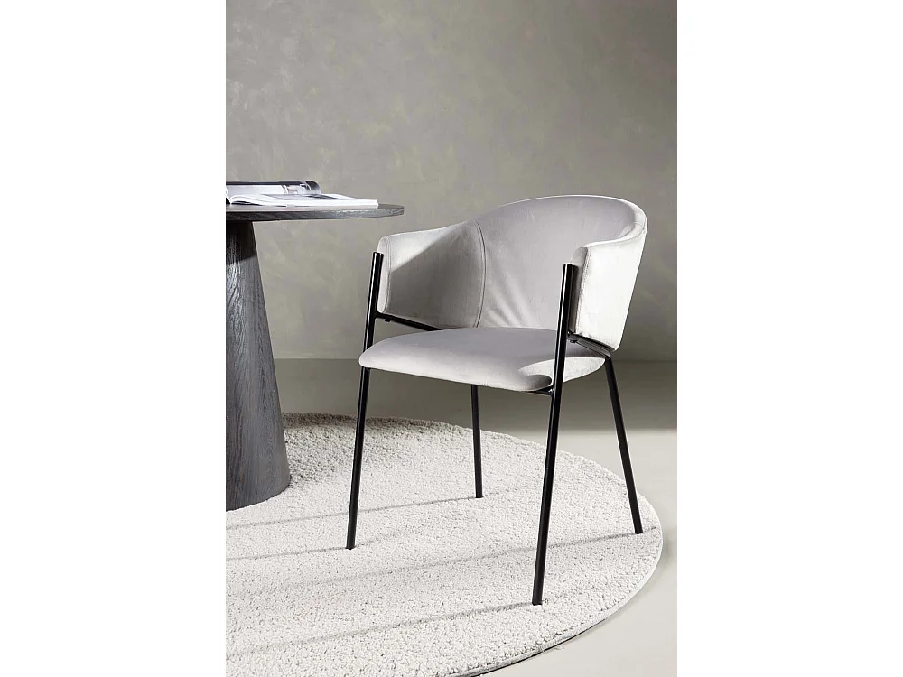Evelina chaise de salle à manger avec accoudoirs gris