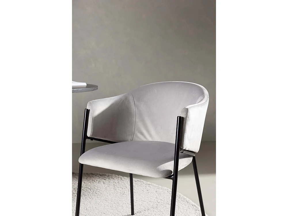 Evelina chaise de salle à manger avec accoudoirs gris
