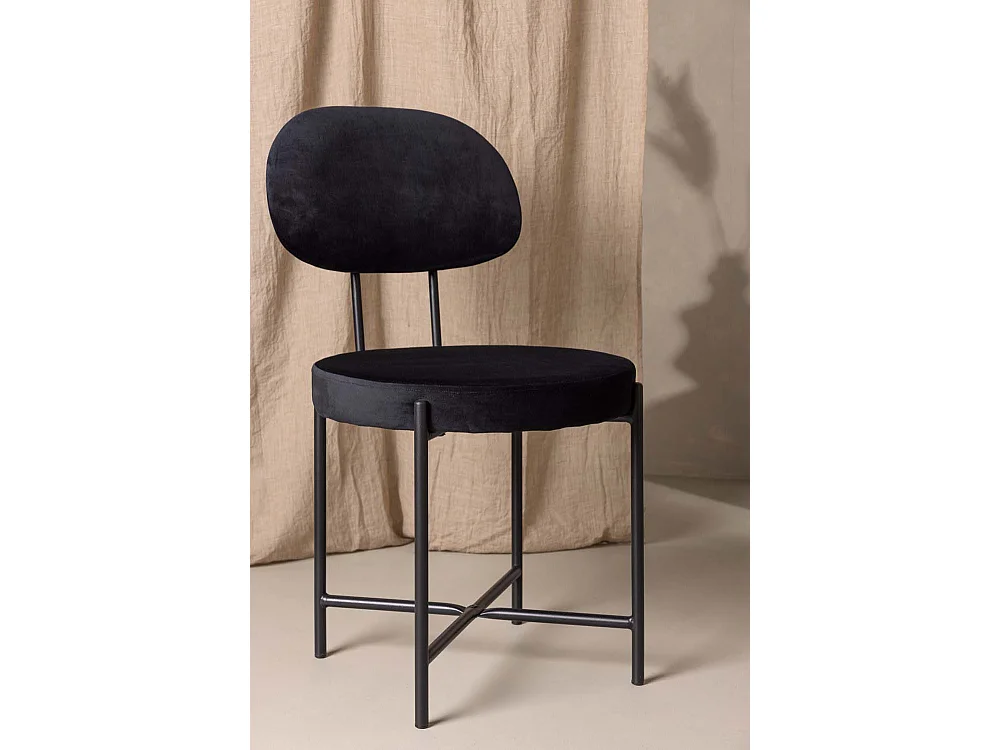 Stella chaise de salle à manger velours noir