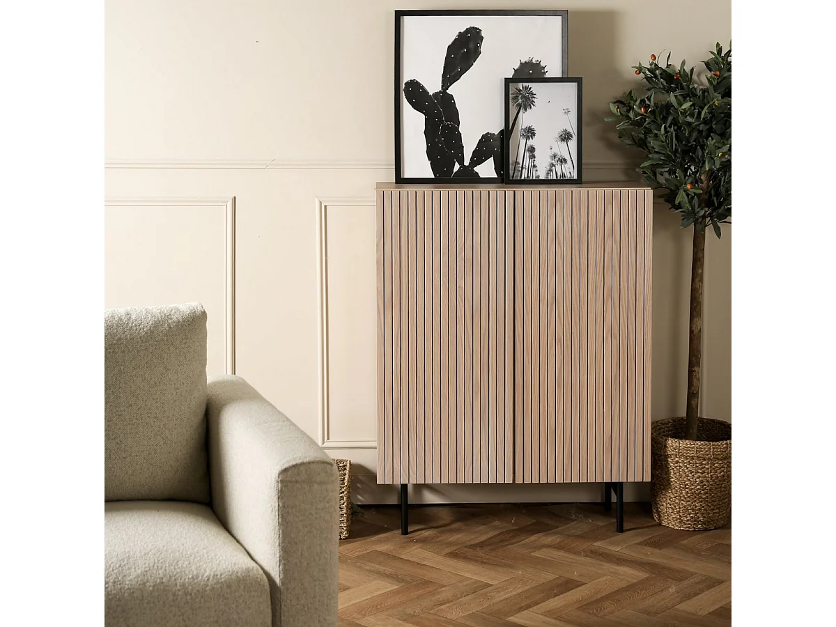 Buffet Design Nervuré "Bjorkon" 103cm Naturel