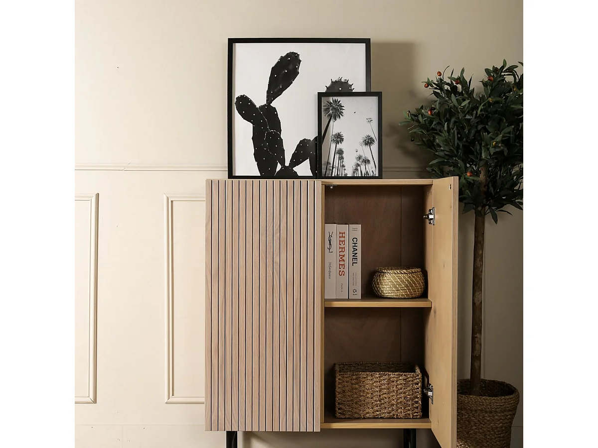 Buffet Design Nervuré "Bjorkon" 103cm Naturel