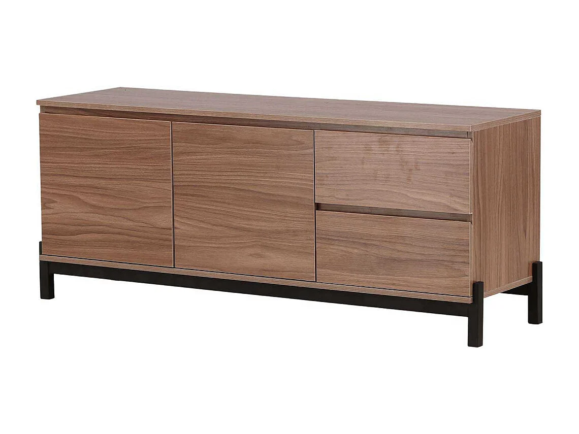 Meuble TV 2 Portes & 2 Tiroirs "Corpus" 138cm Marron