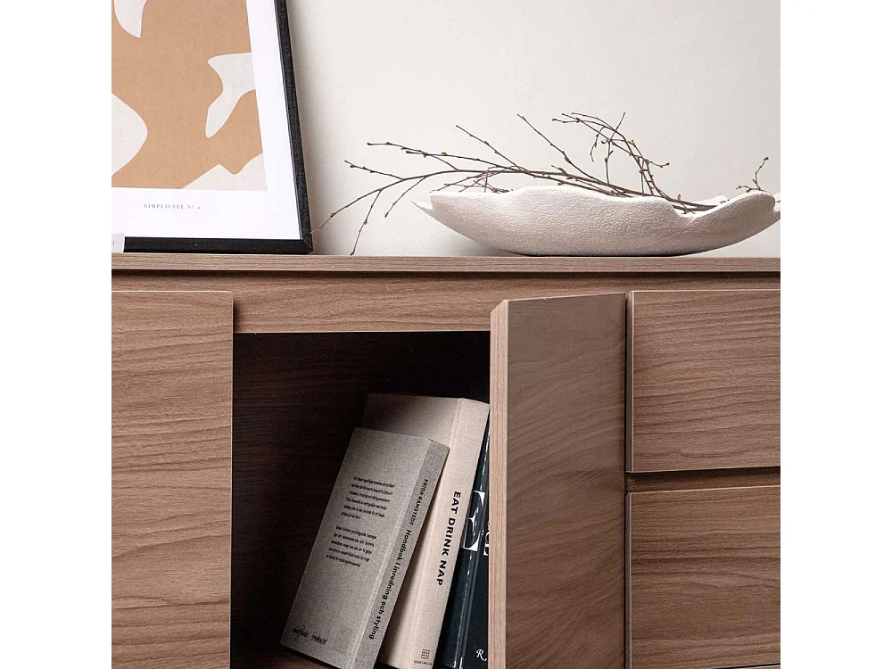 Meuble TV 2 Portes & 2 Tiroirs "Corpus" 138cm Marron