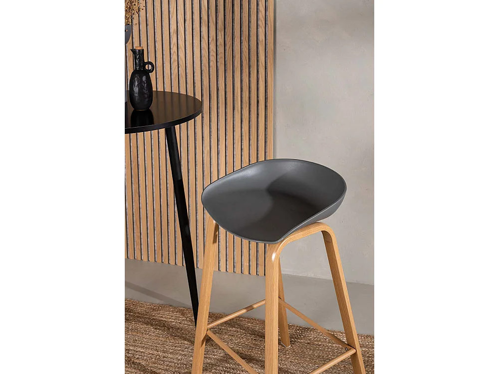 Decatur barstoel grijs, eik decor.