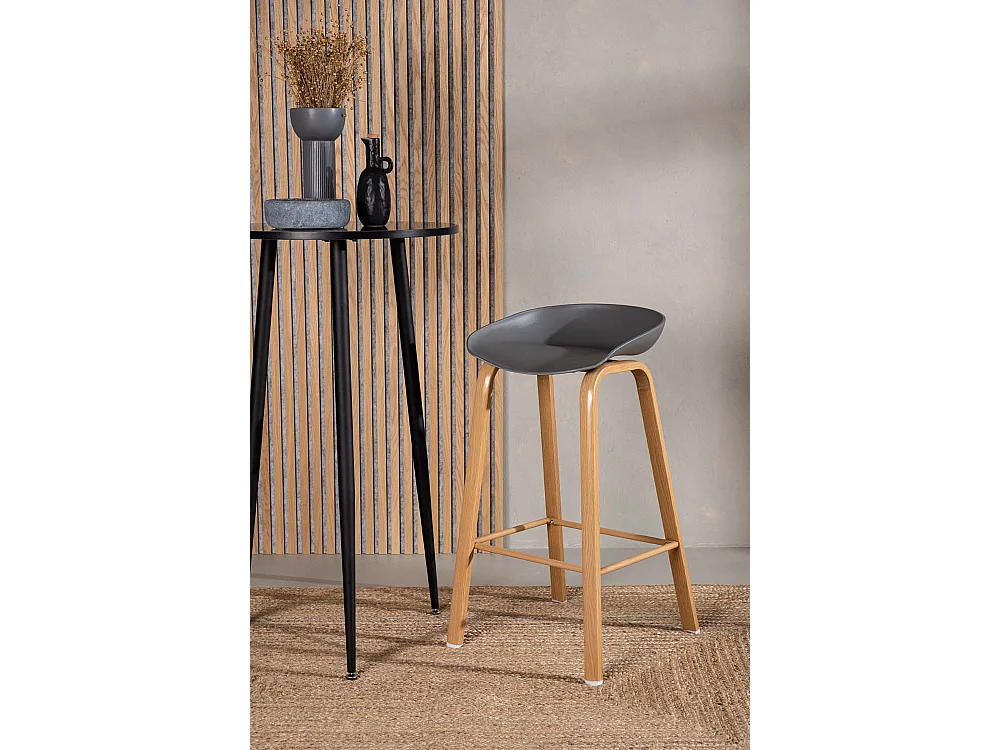 Decatur barstoel grijs, eik decor.