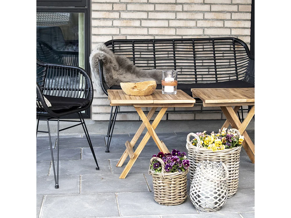 Tiril Gartensofa inkl. Kissen Polyrattan, schwarz.