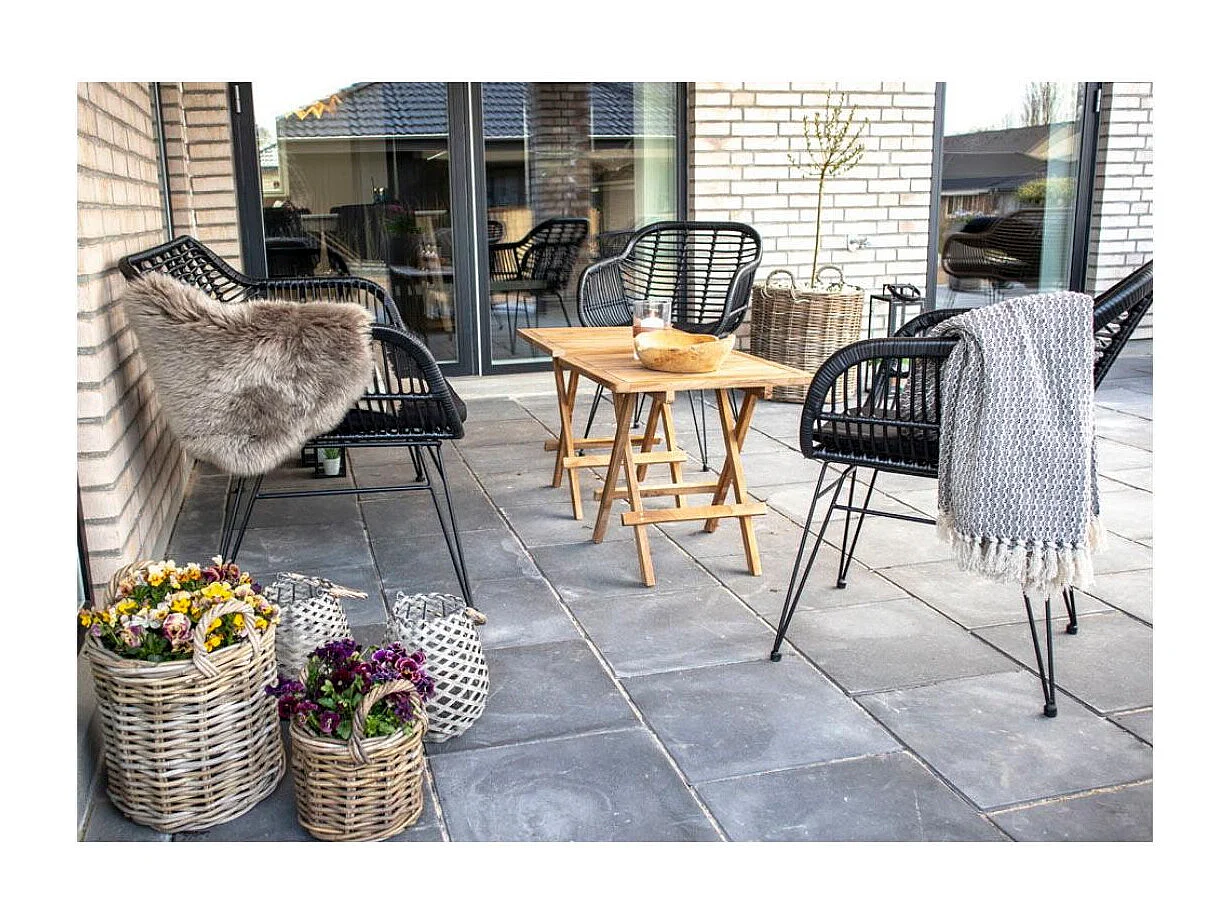 Tiril Gartensofa inkl. Kissen Polyrattan, schwarz.