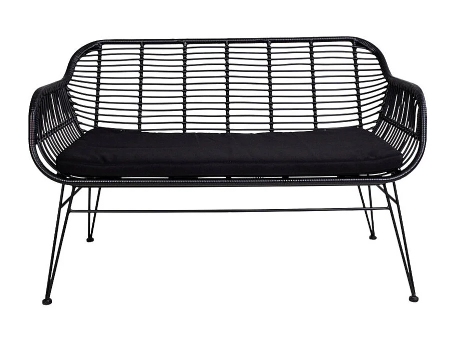 Tiril Gartensofa inkl. Kissen Polyrattan, schwarz.