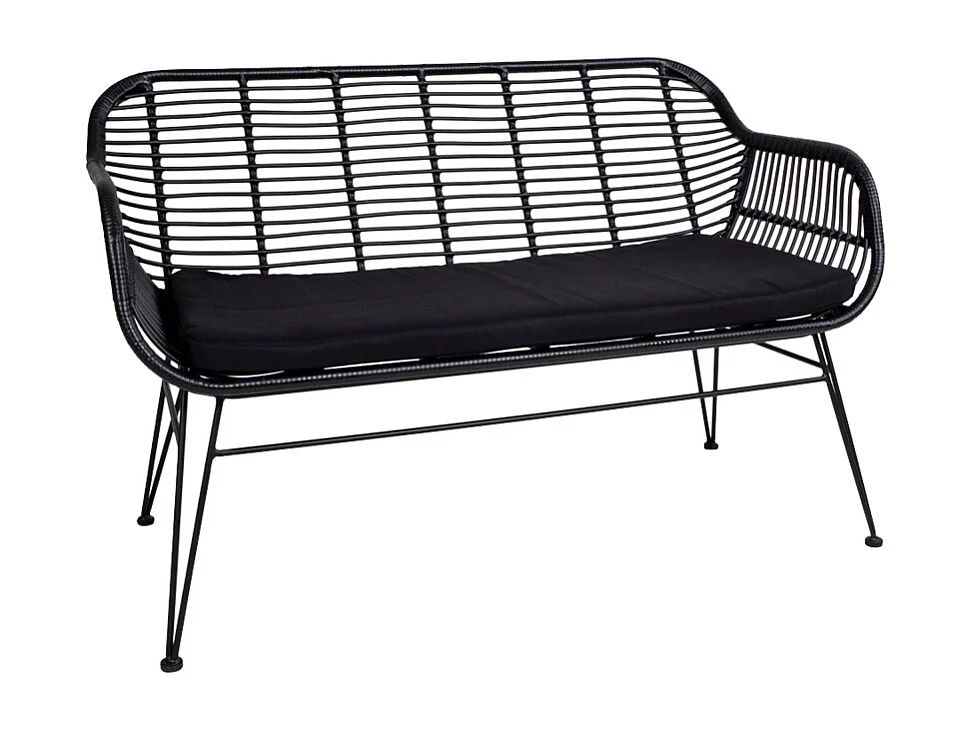 Tiril Gartensofa inkl. Kissen Polyrattan, schwarz.