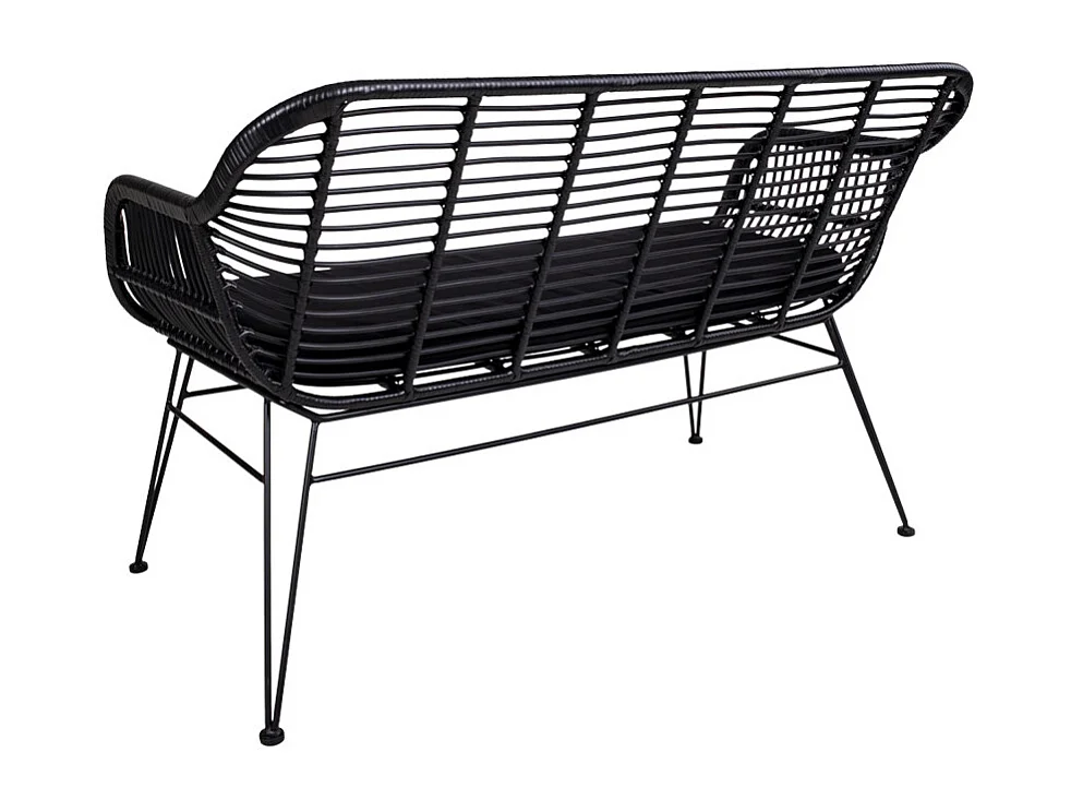 Tiril Gartensofa inkl. Kissen Polyrattan, schwarz.