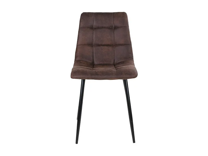 Silla de comedor de microfibra de color marrón oscuro con pies negros