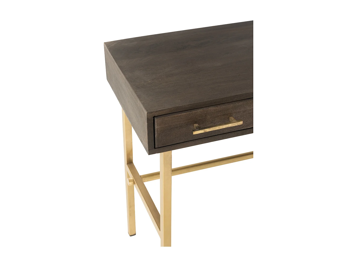 Console 2 Tiroirs en Bois "Janis" 120cm Marron & Or