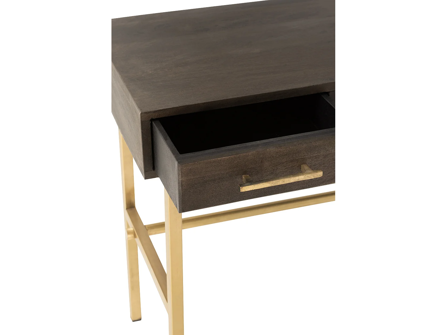 Console 2 Tiroirs en Bois "Janis" 120cm Marron & Or