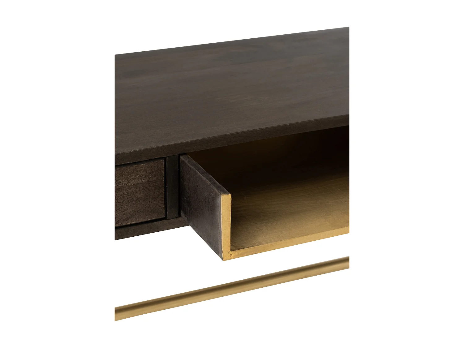 Console 2 Tiroirs en Bois "Janis" 120cm Marron & Or