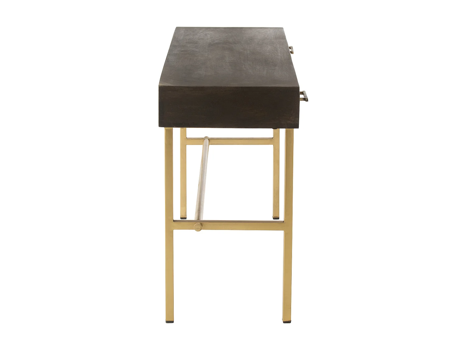 Console 2 Tiroirs en Bois "Janis" 120cm Marron & Or