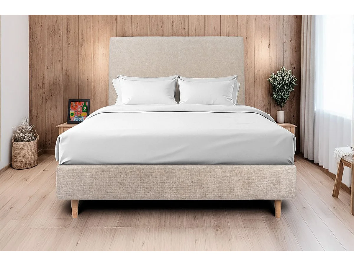 Tete de lit Tapissée Tissu Beige brun L 180 cm - Ep 10 cm rembourré