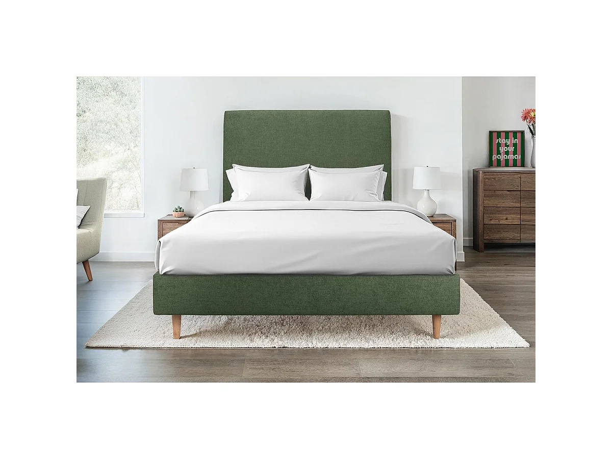 Tete de lit Tapissée Tissu Vert L 150 cm - Ep 10 cm rembourré