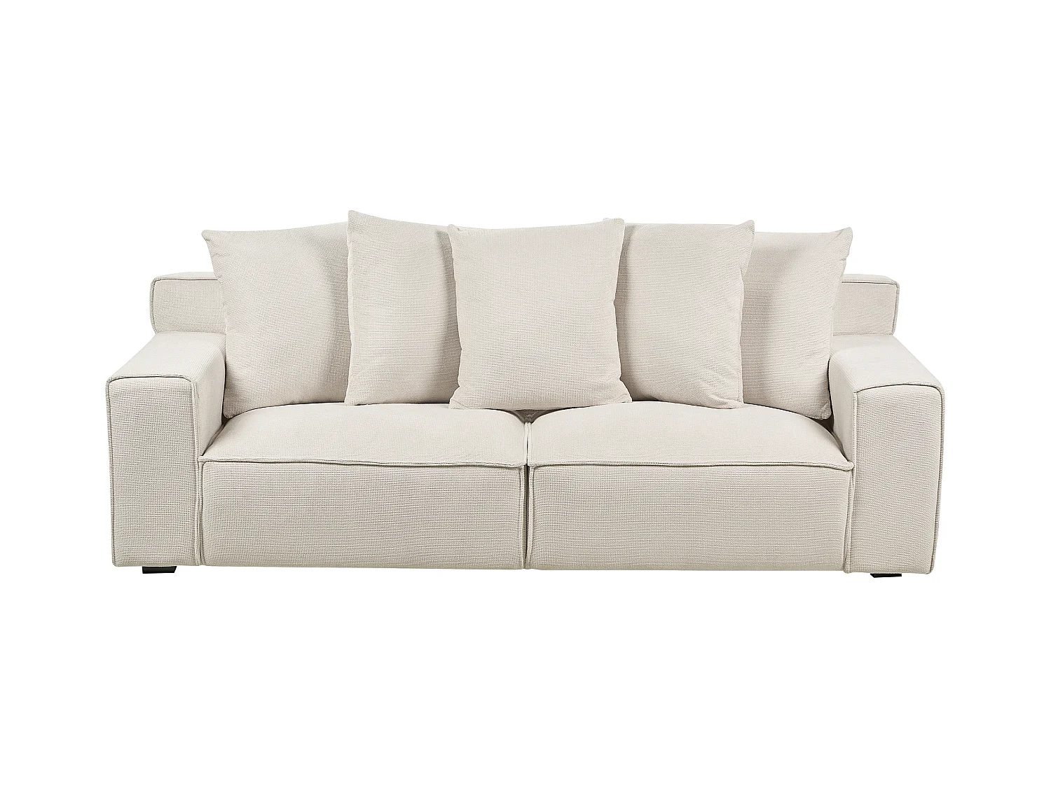 Canapé 3 places VISKAN Tissu chenille Blanc cassé