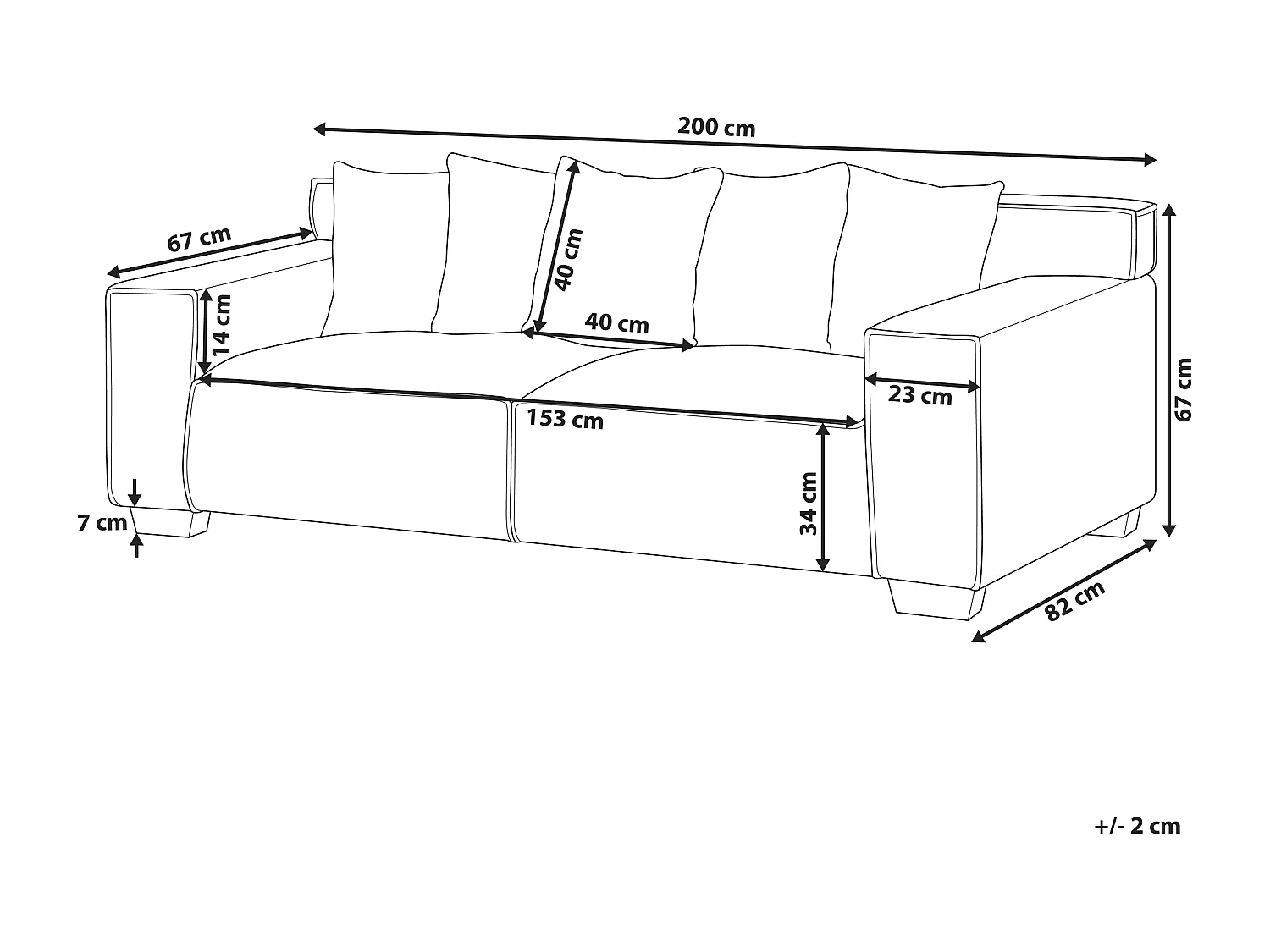 Sofa VISKAN Chenillegewebe Cremeweiss 3-Sitzer