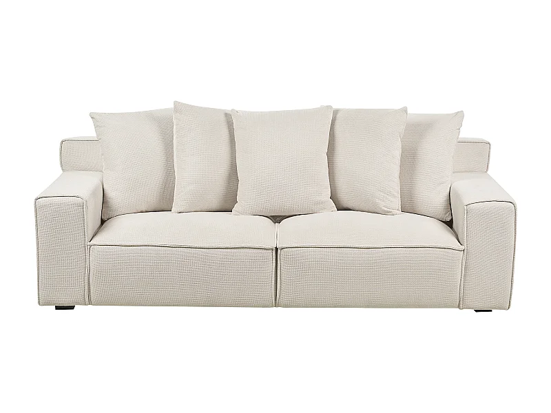 Canapé 3 places VISKAN Tissu chenille Blanc cassé