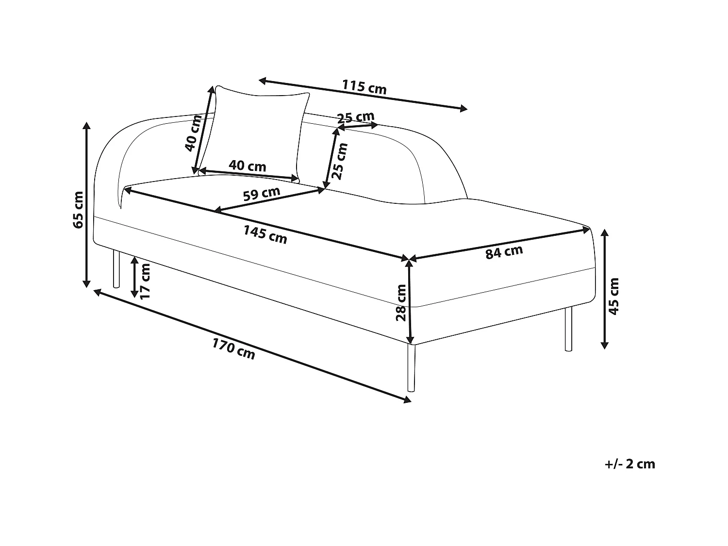Chaise longue côté droite LE CRAU Tissu Gris clair
