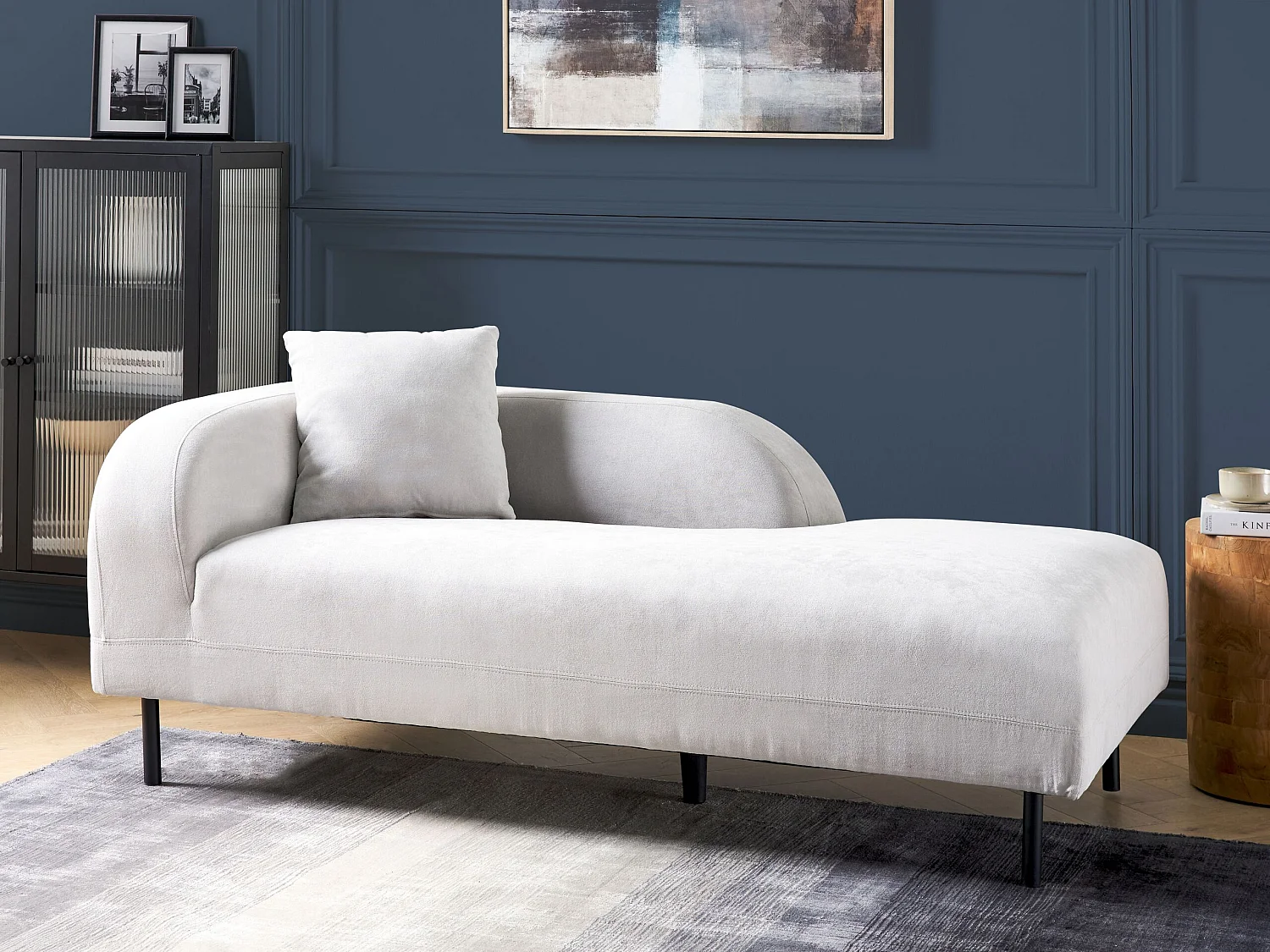 Chaise longue à esquerda LE CRAU Tecido Cinzento claro