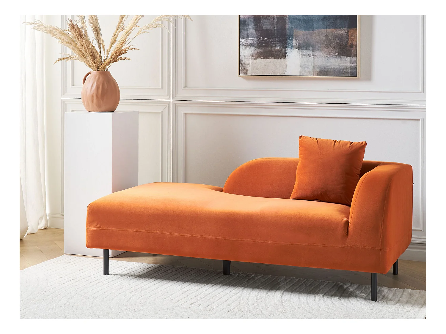 Rechtszijdige chaise longue LE CRAU Fluweel Oranje