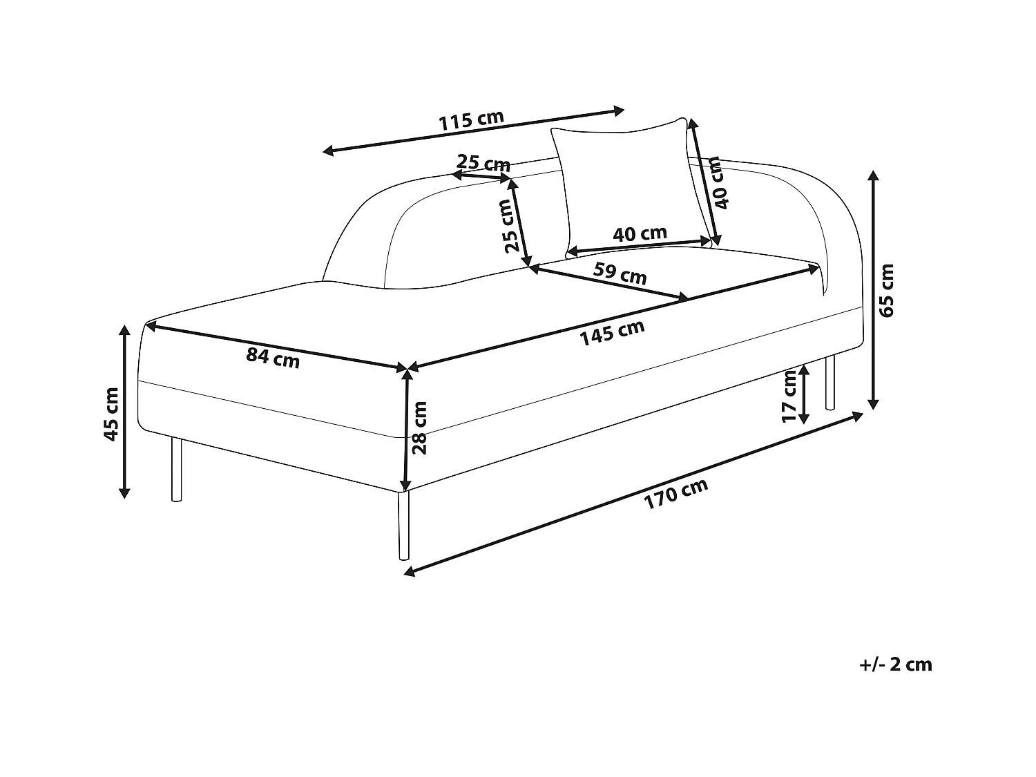 Rechtszijdige chaise longue LE CRAU Fluweel Oranje