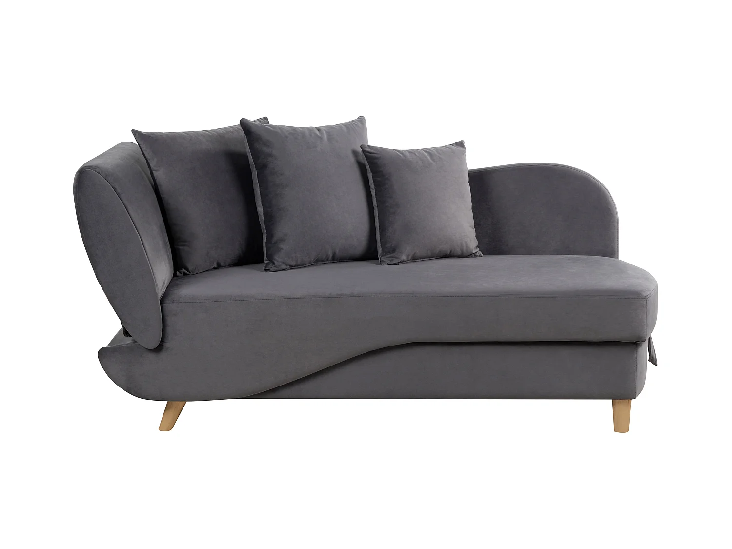 Chaise longue côté droite MERI Velours Gris foncé avec rangement