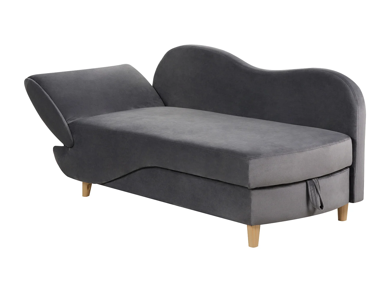 Chaise longue côté droite MERI Velours Gris foncé avec rangement