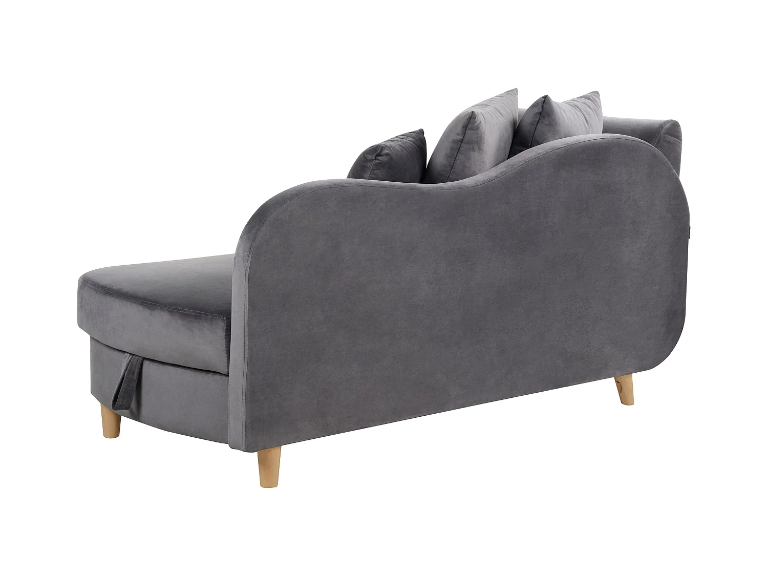 Chaise longue côté droite MERI Velours Gris foncé avec rangement
