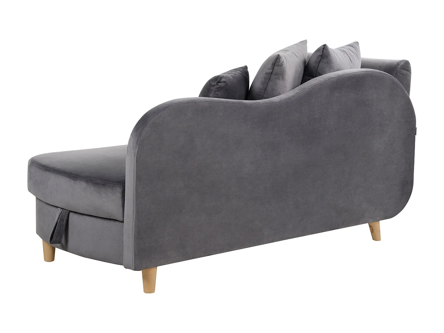 Chaise longue côté droite MERI Velours Gris foncé avec rangement
