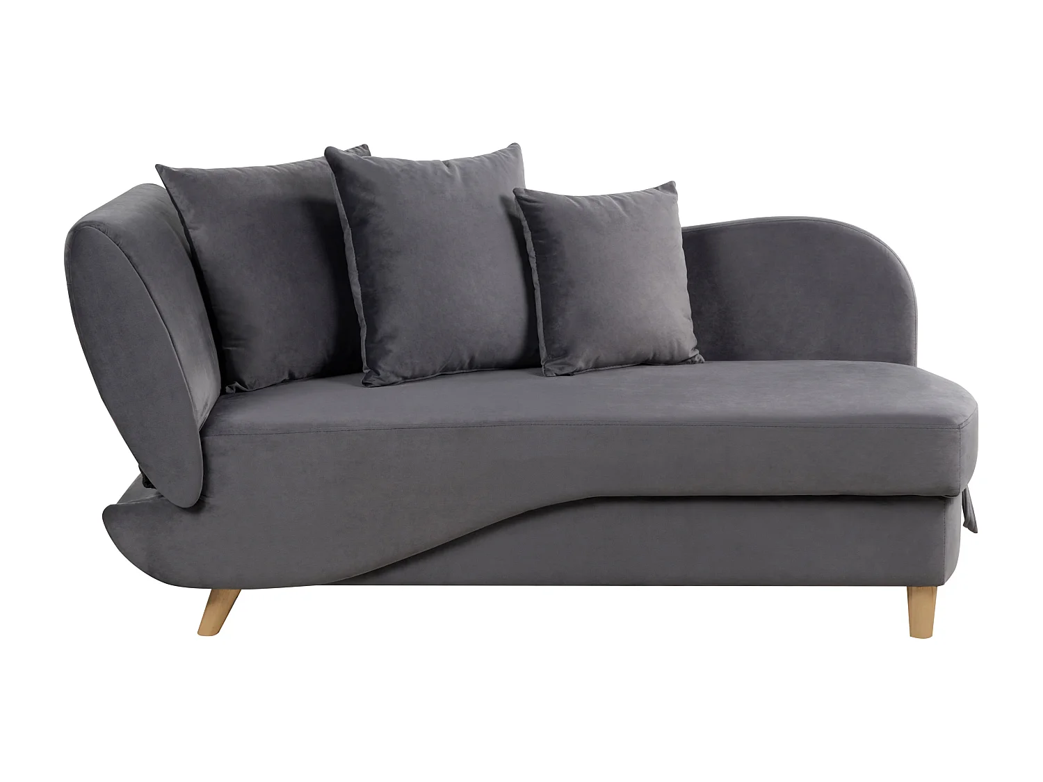 Chaise longue côté droite MERI Velours Gris foncé avec rangement