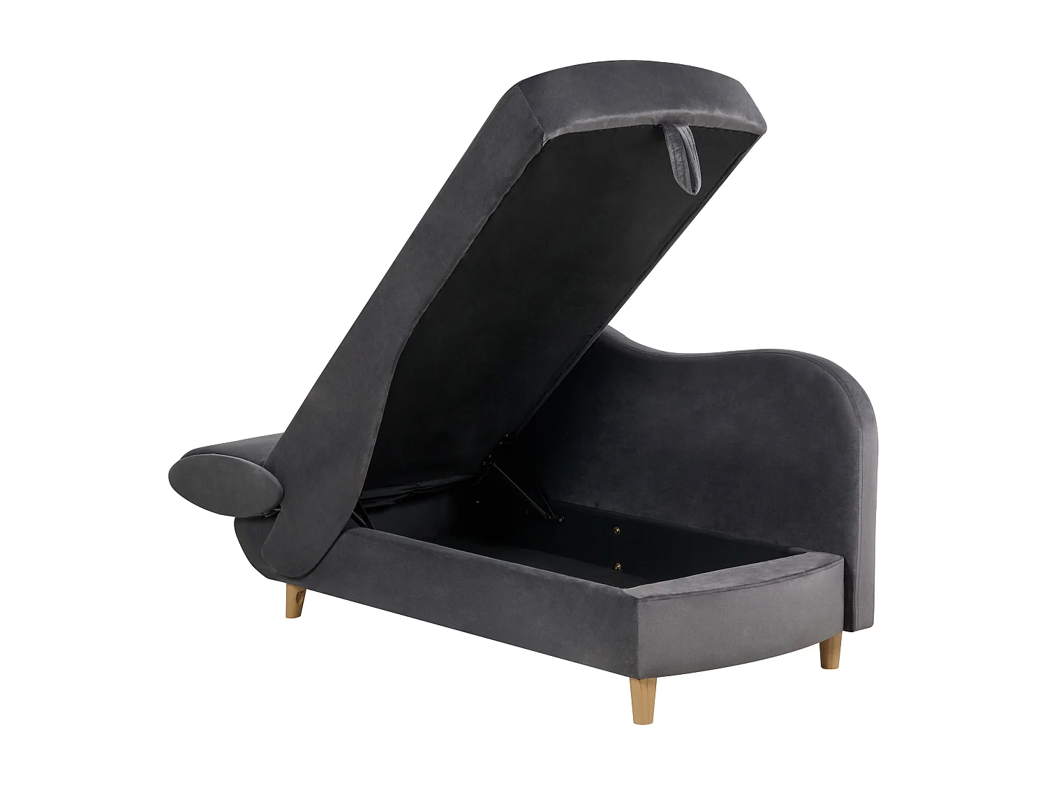 Chaise longue côté droite MERI Velours Gris foncé avec rangement