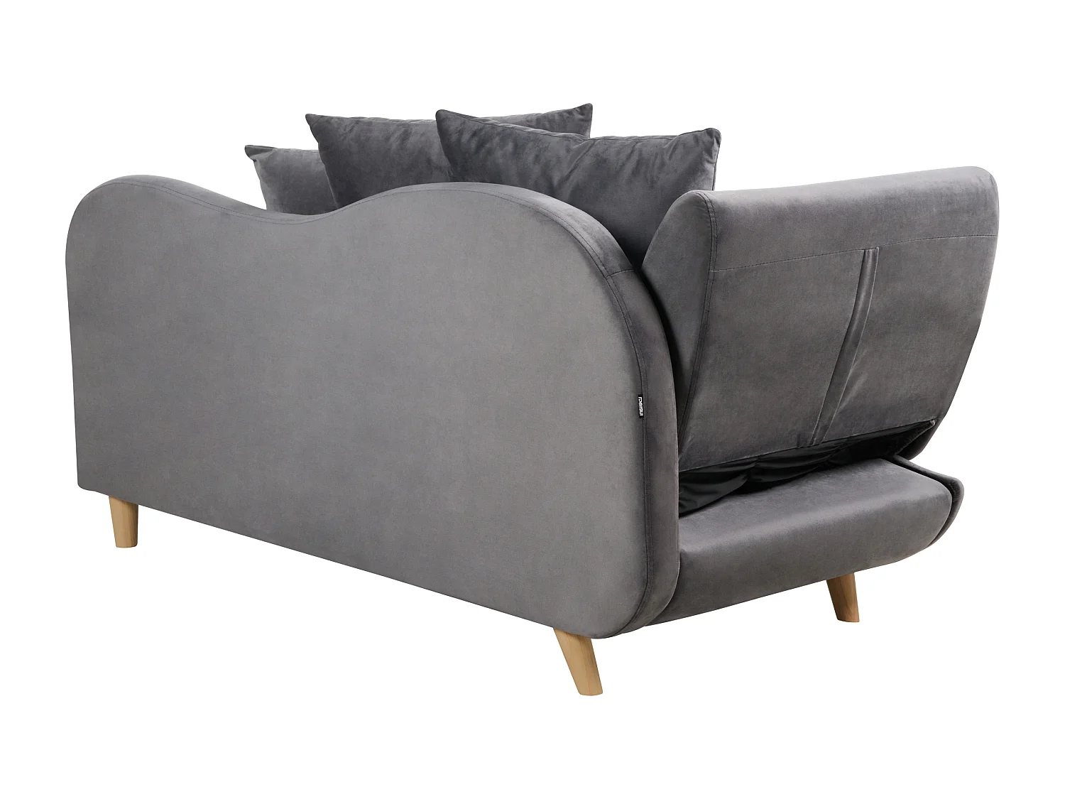 Chaise longue côté droite MERI Velours Gris foncé avec rangement