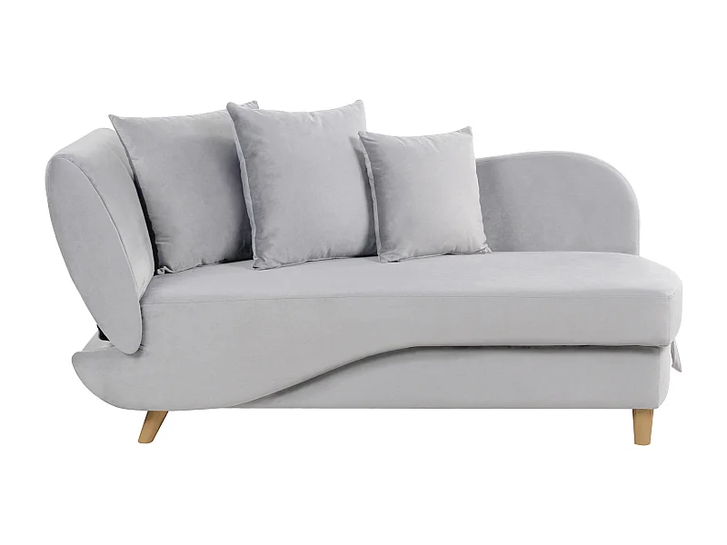 Chaise longue côté droite MERI Velours Gris clair avec rangement