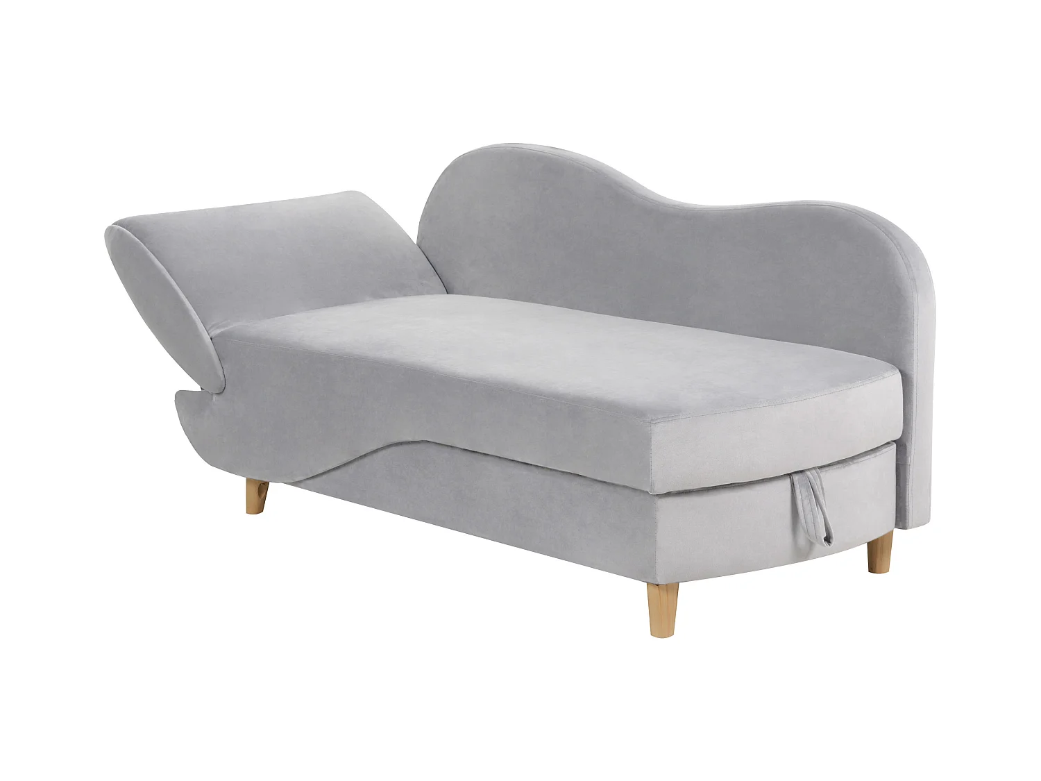 Chaise longue côté droite MERI Velours Gris clair avec rangement