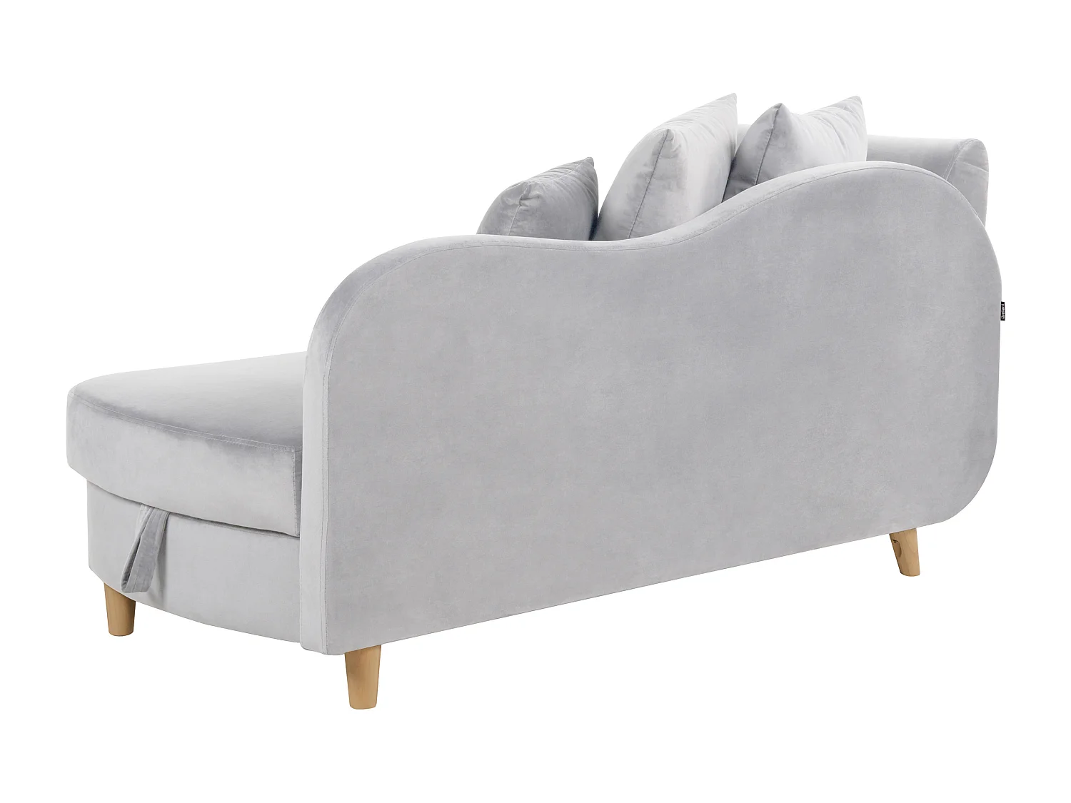 Chaise longue côté droite MERI Velours Gris clair avec rangement