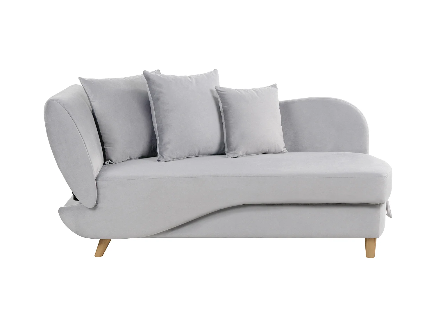 Chaise longue côté droite MERI Velours Gris clair avec rangement