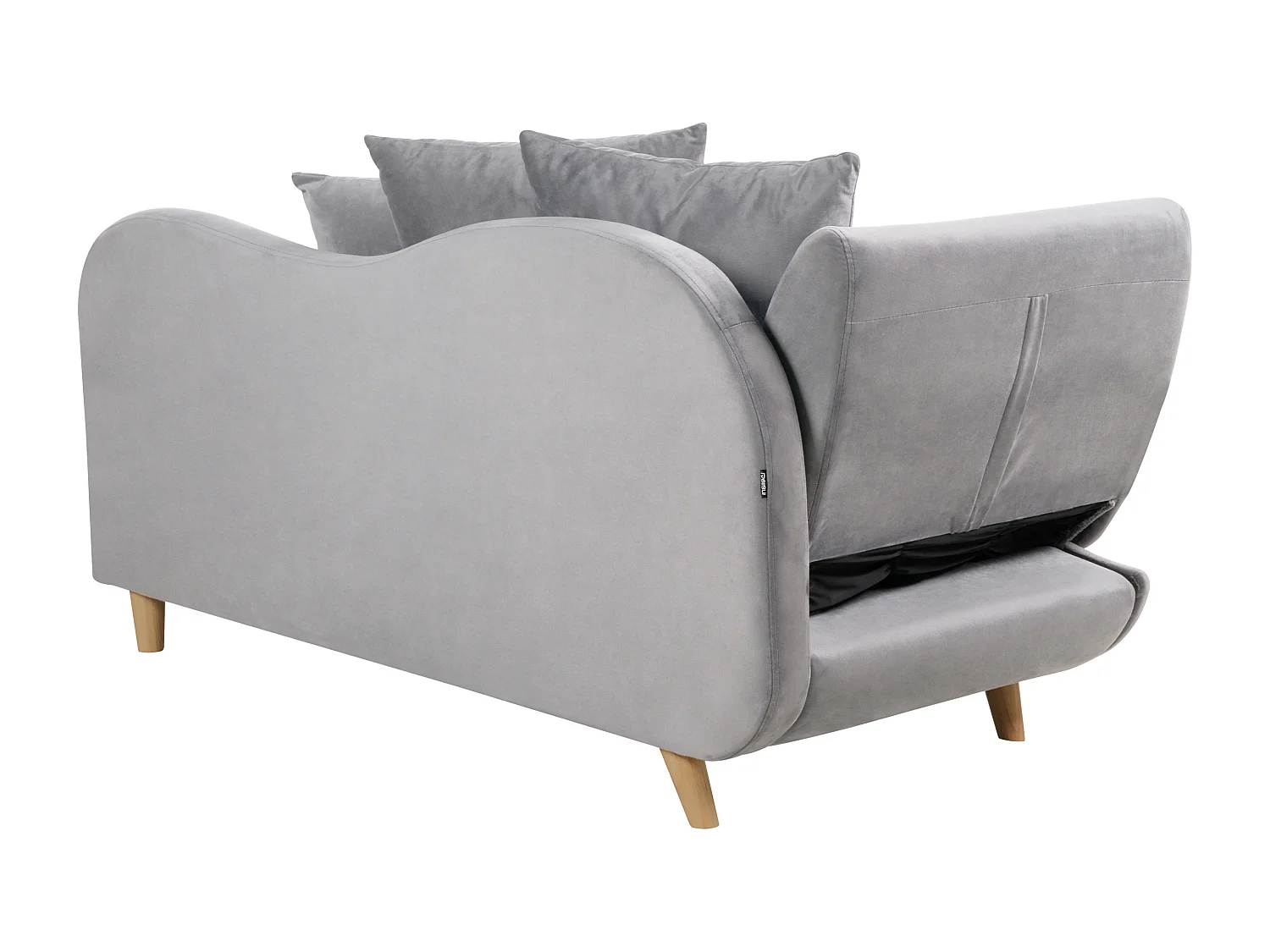 Chaise longue côté droite MERI Velours Gris clair avec rangement