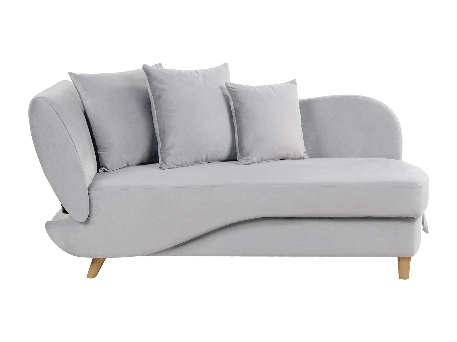 Chaise longue côté gauche MERI Velours Gris clair avec rangement